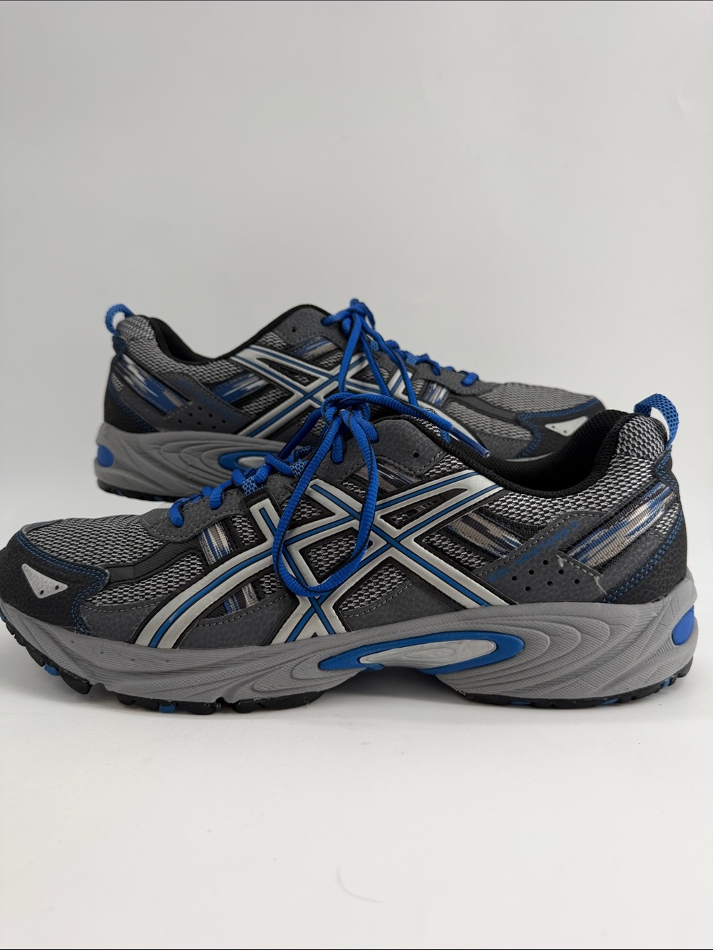 ASICS Gel Venture T5N3N Gray & Blue Athletic Shoes Men's Size US 13 Like New